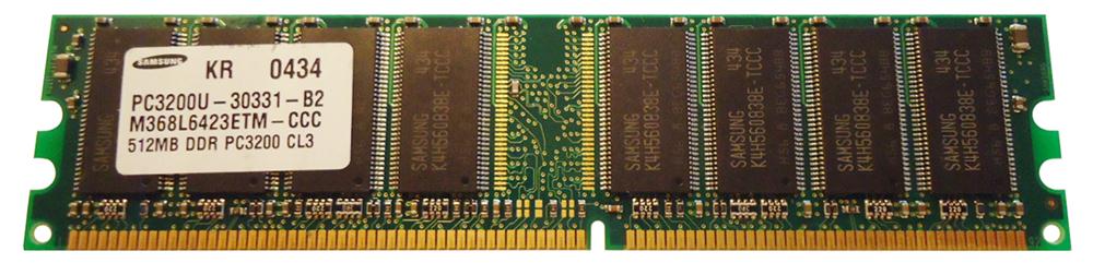 M368L6423ETM-CCC Samsung 512MB PC3200 DDR-400MHz non-ECC Unbuffered CL3 184-Pin DIMM Memory Module