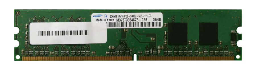 M378T3354CZ3-CE6 Samsung 256MB PC2-5300 DDR2-667MHz non-ECC Unbuffered CL5 240-Pin DIMM Single Rank Memory Module