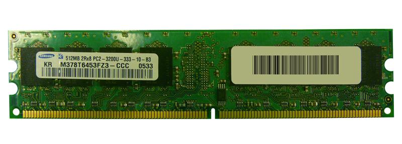 M378T6453FZ3-CCC Samsung 512MB PC2-3200 DDR2-400MHz non-ECC Unbuffered CL3 240-Pin DIMM Memory Module