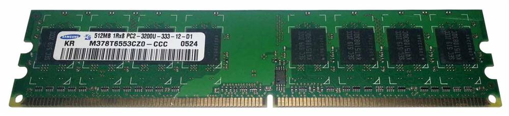 M378T6553CZ0-CCC Samsung 512MB PC2-3200 DDR2-400MHz non-ECC Unbuffered CL3 240-Pin DIMM Memory Module