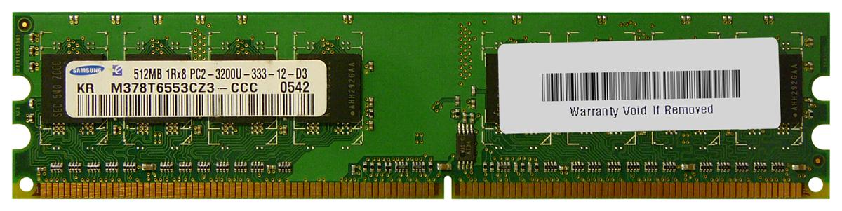 M378T6553CZ3-CCC Samsung 512MB PC2-3200 DDR2-400MHz non-ECC Unbuffered CL3 240-Pin DIMM Single Rank Memory Module