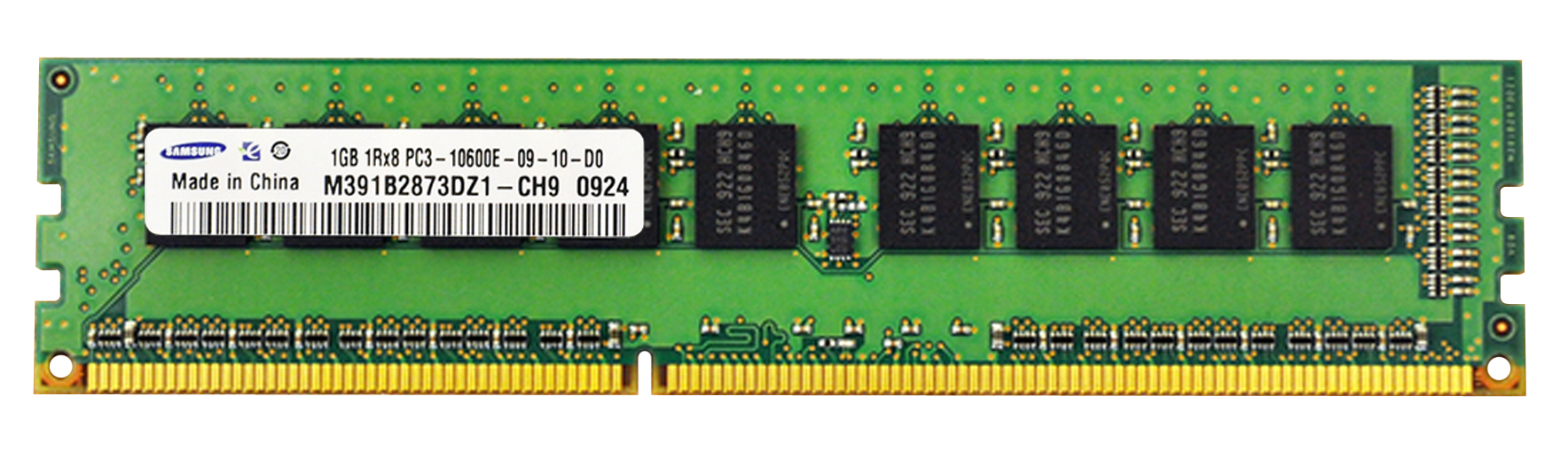 M391B2873DZ1-CH9 Samsung 1GB PC3-10600 DDR3-1333MHz ECC Unbuffered CL9 240-Pin DIMM Single Rank Memory Module