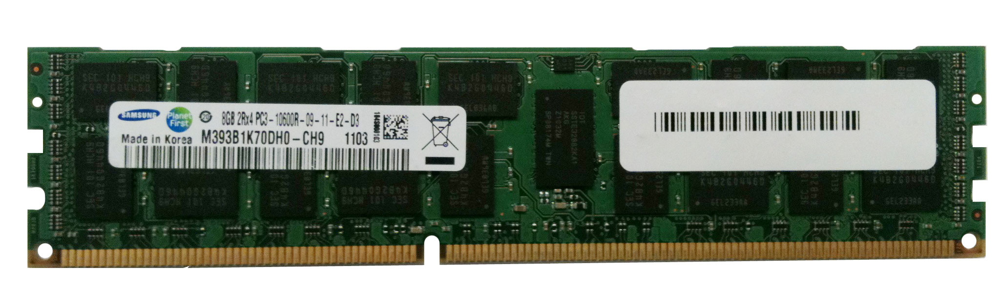 M393B1K70DH0-CH9 Samsung 8GB PC3-10600 DDR3-1333MHz ECC Registered CL9 240-Pin DIMM Dual Rank Memory Module