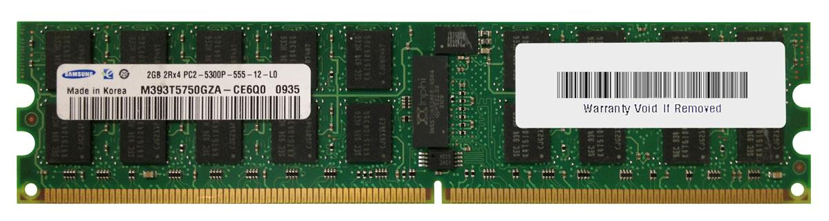 M393T5750GZA-CE6Q0 Samsung 2GB PC2-5300 DDR2-667MHz ECC Registered CL5 240-Pin DIMM Dual Rank Memory Module
