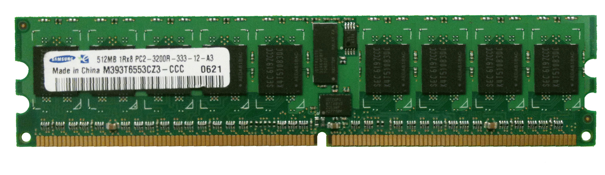 M393T6553CZ3-CCC Samsung 512MB PC2-3200 DDR2-400MHz ECC Registered CL3 240-Pin DIMM Single Rank Memory Module