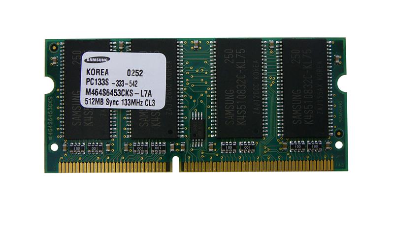 M464S6453CKS-L7A Samsung 512MB PC133 133MHz non-ECC Unbuffered CL3 144-Pin SoDimm Memory Module