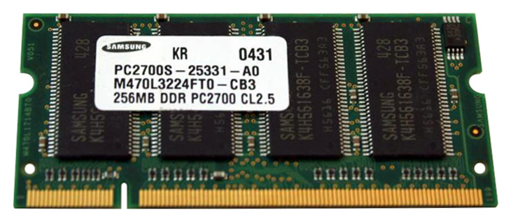 M470L3224FT0-CB3 Samsung 256MB SoDimm PC2700 Memory