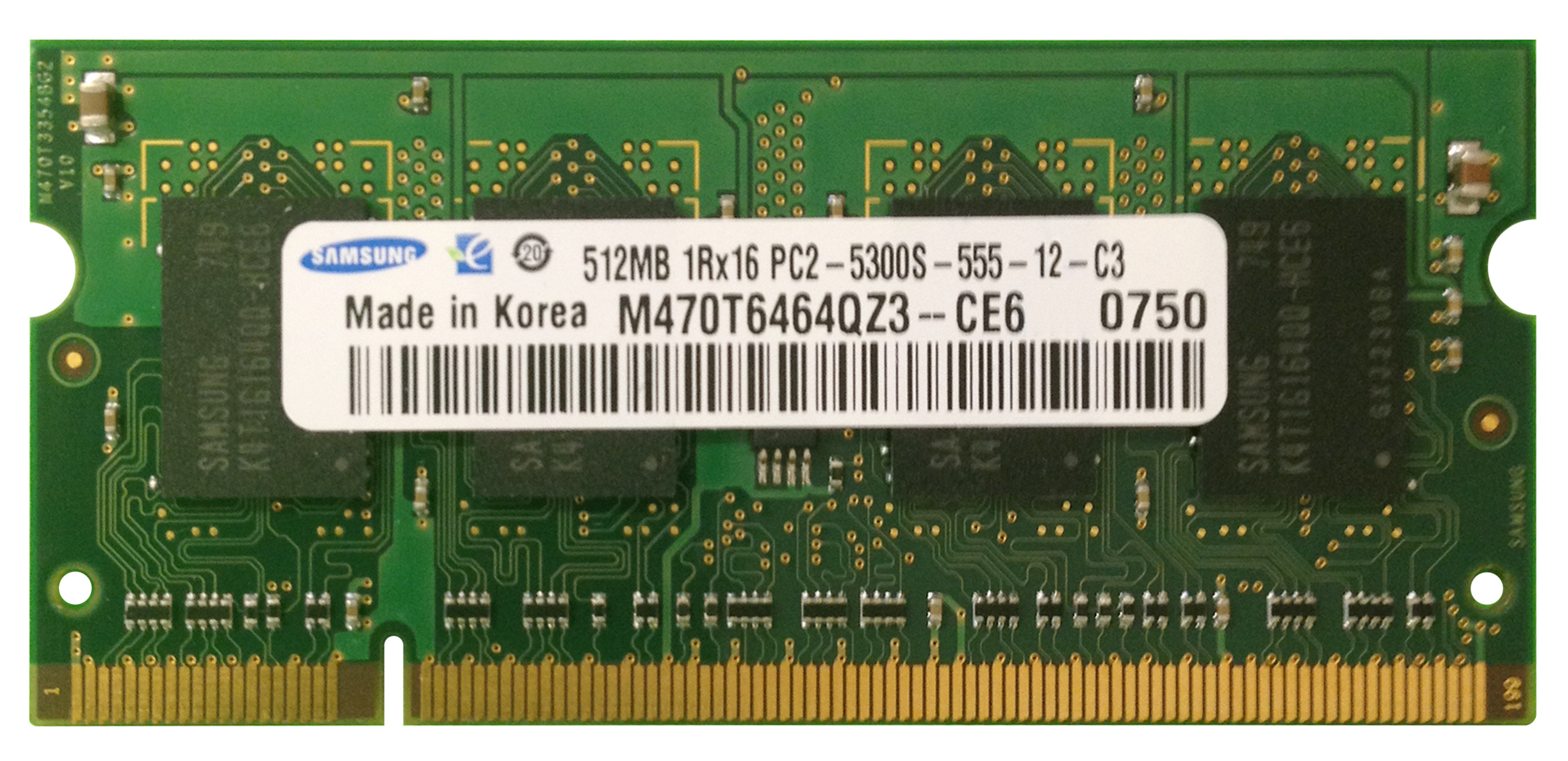 3D-PC2667D2XS509-512 512MB RoHS-compliant PC2-5300 DDR2-667MHz non-ECC Unbuffered CL5 200-Pin SoDimm Memory Module 64x16 3D P/N