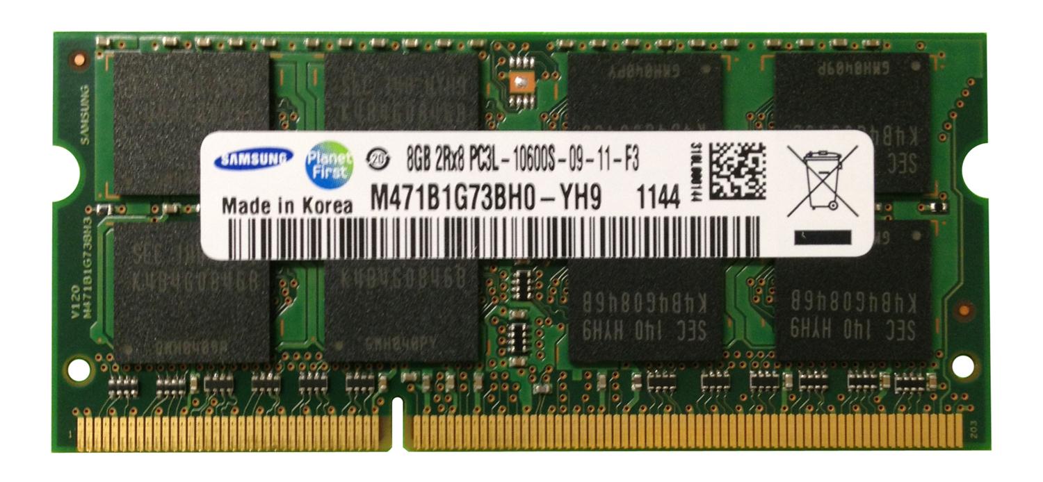 M471B1G73BH0-YH9 Samsung 8GB PC3-10600 DDR3-1333MHz non-ECC Unbuffered CL9 204-Pin SoDimm 1.35V Low Voltage Dual Rank Memory Module