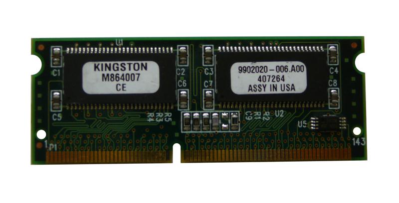 M864007 Kingston 64MB PC66 66MHz non-ECC Unbuffered CL2 144-Pin SoDimm Memory Module