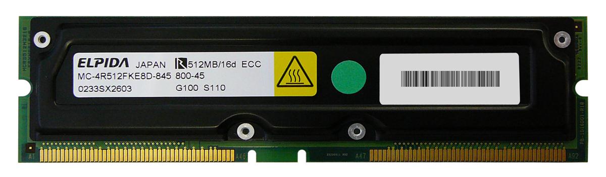 MC-4R512FKE8D-845 Elpida 512MB ECC 800MHz 45ns 184-Pin RDRAM RIMM Memory Module