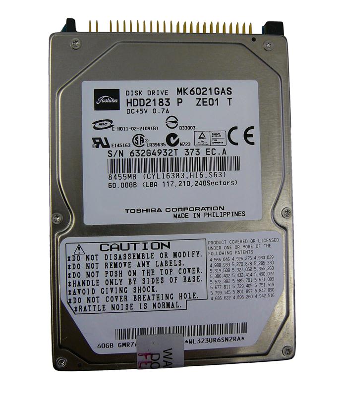 MK6021GAS Toshiba 60GB 4200RPM ATA-100 2MB Cache 2.5-inch Internal Hard Drive