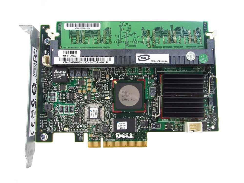 MN985 Dell PERC 5/i 256MB Cache SAS 3Gbps / SATA 1.5Gbps Dual Channel PCI Express x8 0/1/5/10/50 RAID Controller Card