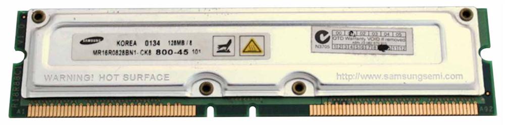MR16R0828BN1-CK8 Samsung Rambus 128MB PC800 800MHz 45ns non-ECC 184-Pin RDRAM RIMM Memory Module