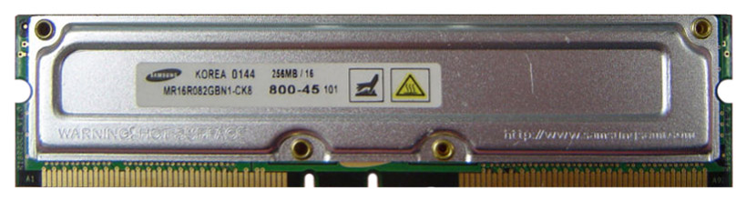 MR16R082GBN1-CK8 Samsung Rambus 256MB PC800 800MHz 45ns non-ECC 184-Pin RDRAM RIMM Memory Module