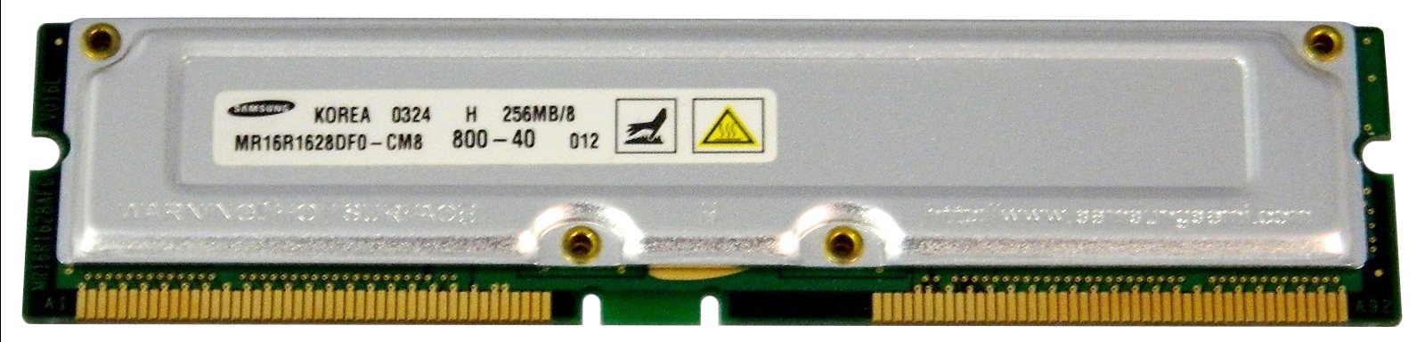 MR16R1628DF0-CM8 Samsung Rambus 256MB PC800 800MHz 40ns non-ECC 184-Pin RDRAM RIMM Memory Module