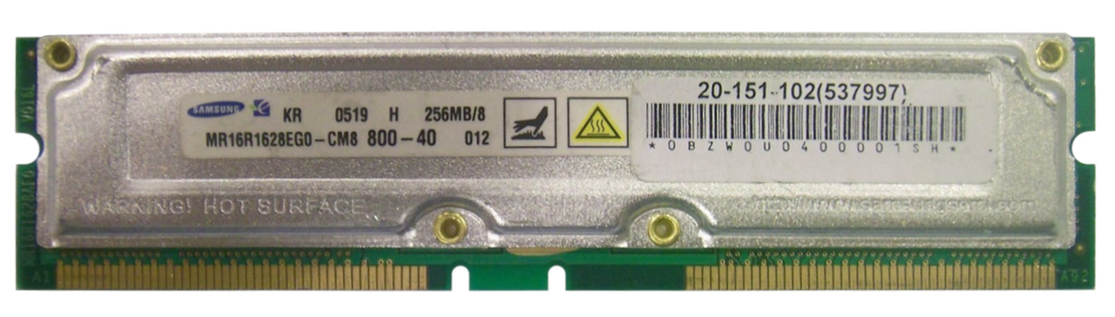 D9503APE Edge Memory 256MB PC800 RDRAM 800MHz Non-ECC Rambus RIMM 184-pin Memory Module