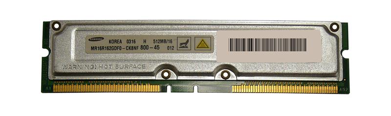 MR16R162GDF0-CK8NF Samsung 512MB PC800 RDRAM 800MHz non-ECC 184-Pin 2.5v 256Meg x 16 DIMM Memory Module