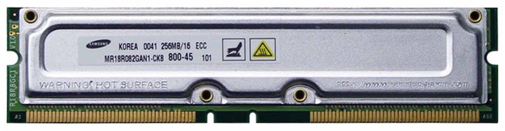 MR18R082GAN1-CK8 Samsung Rambus 256MB PC800 800MHz 45ns ECC 184-Pin RDRAM RIMM Memory Module