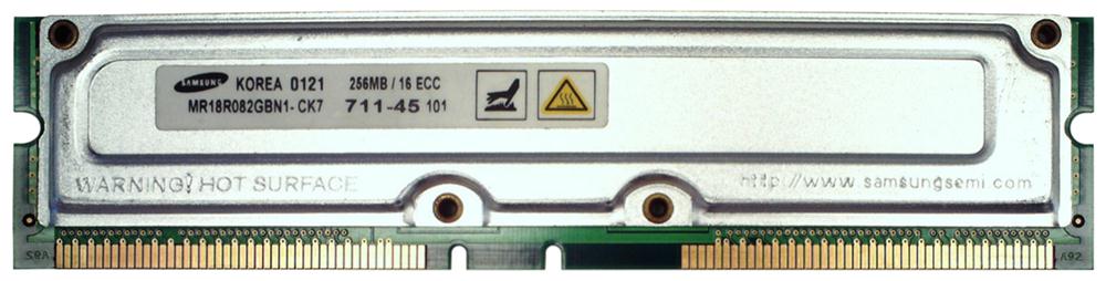 MR18R082GBN1-CK7 Samsung 256MB RDRAM PC700 ECC 45ns 700MHz 184-Pin 2.5v 128Meg x 18 RIMM Memory Module