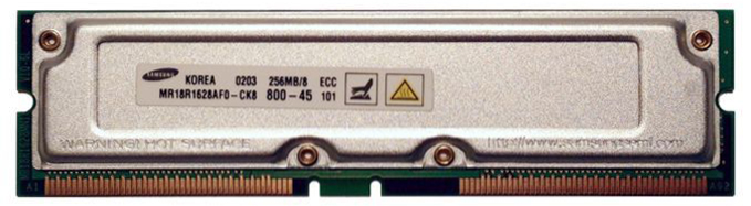 MR18R1628AFO-CK8 Samsung Rambus 256MB PC800 800MHz 45ns ECC 184-Pin RDRAM RIMM Memory Module
