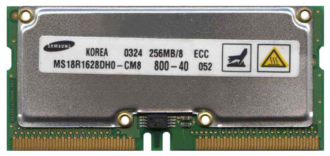 MS18R1628EH0-CM8 Samsung 256MB ECC PC800 800MHz 40ns RDRAM 160-Pin SoRimm Memory Module