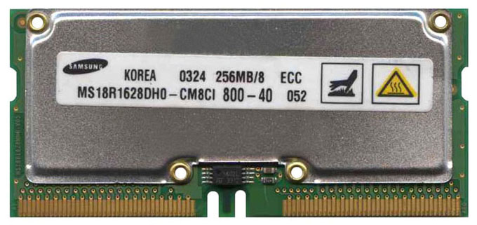 MS18R1628EH0-CM8CI Samsung 256MB PC800 800MHz ECC 40ns 160-Pin SoRIMM Memory Module