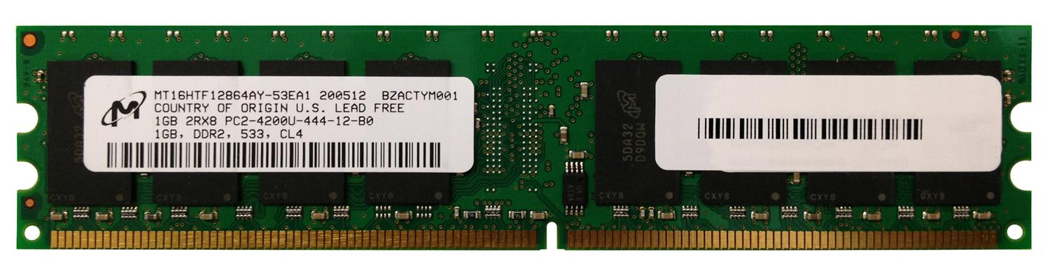 MT16HTF12864AY-53EA1 Micron 1GB PC2-4200 DDR2-533MHz non-ECC Unbuffered CL4 240-Pin DIMM Dual Rank Memory Module