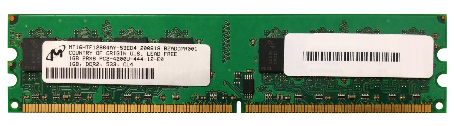 MT16HTF12864AY-53ED4 Micron 1GB PC2-4200 DDR2-533MHz non-ECC Unbuffered CL4 240-Pin DIMM Dual Rank Memory Module