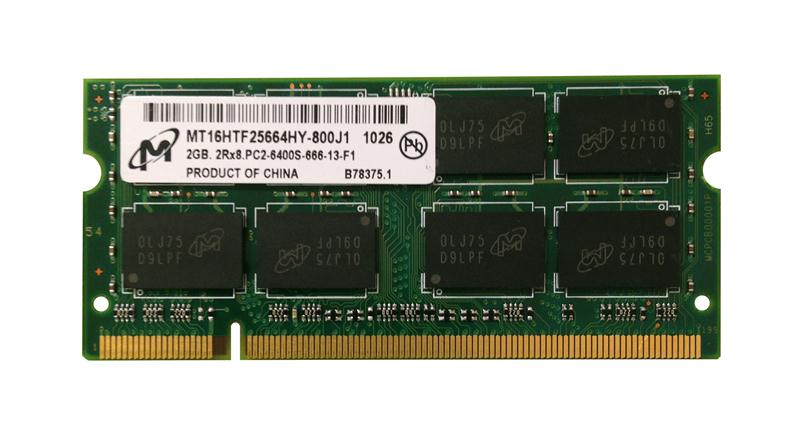 MT16HTF25664HY-800J1 Micron 2GB PC2-6400 DDR2-800MHz non-ECC Unbuffered CL6 200-Pin SoDimm Dual Rank Memory Module