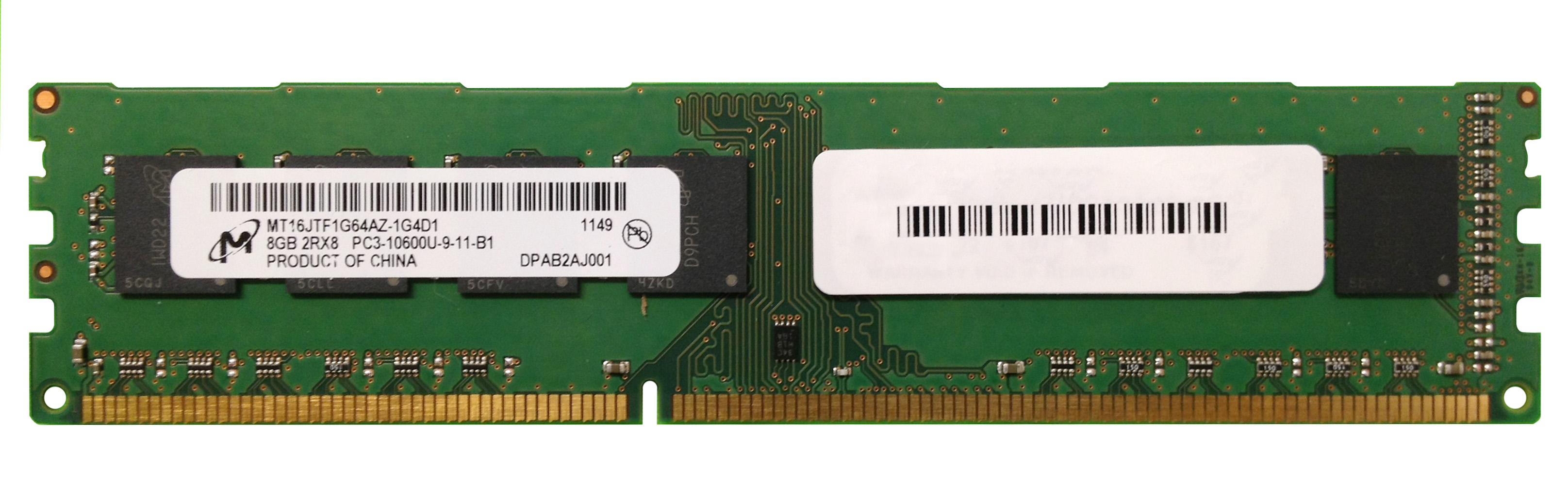 MT16JTF1G64AZ-1G4D1 Micron 8GB PC3-10600 DDR3-1333MHz non-ECC Unbuffered CL9 240-Pin DIMM Dual Rank Memory Module