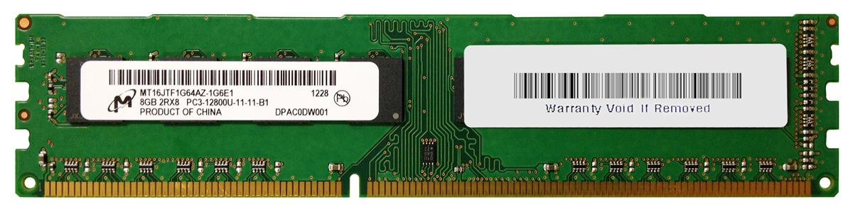 MT16JTF1G64AZ-1G6E1 Micron 8GB PC3-12800 DDR3-1600MHz non-ECC Unbuffered CL11 240-Pin DIMM Dual Rank Memory Module