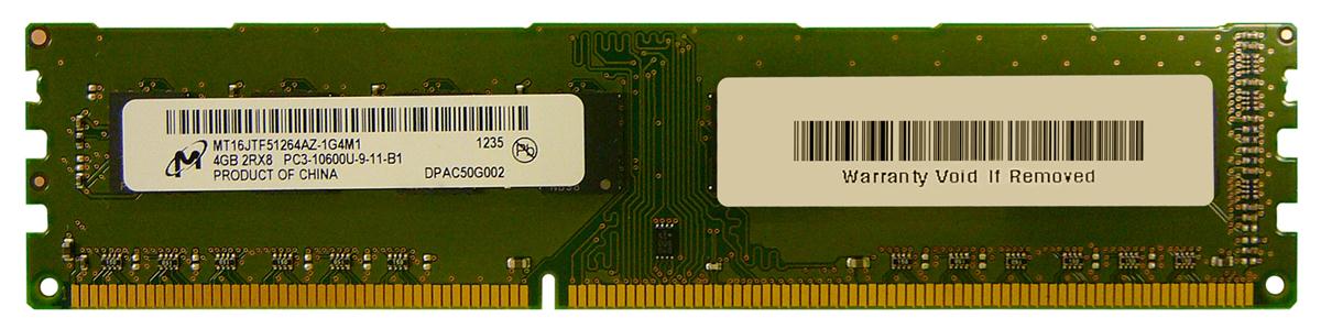 MT16JTF51264AZ-1G4M1 Micron 4GB PC3-10600 DDR3-1333MHz non-ECC Unbuffered CL9 240-Pin DIMM Dual Rank Memory Module