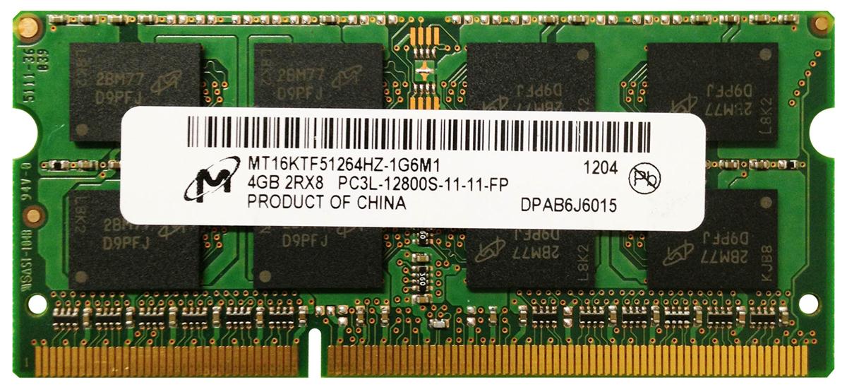 MT16KTF51264HZ-1G6M1 Micron 4GB PC3-12800 DDR3-1600MHz non-ECC Unbuffered CL11 204-Pin SoDimm 1.35V Low Voltage Dual Rank Memory Module