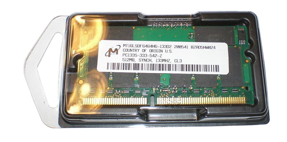 MT16LSDF6464HG-133D2 Micron 512MB PC133 133MHz Non-ECC Unbuffered CL3 144-Pin SoDimm Memory Module