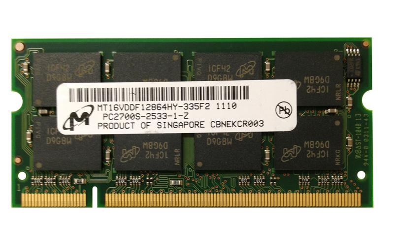 MT16VDDF12864HY-335F2 Micron 1GB PC2700 DDR-333MHz non-ECC Unbuffered CL2.5 200-Pin SoDimm Memory Module