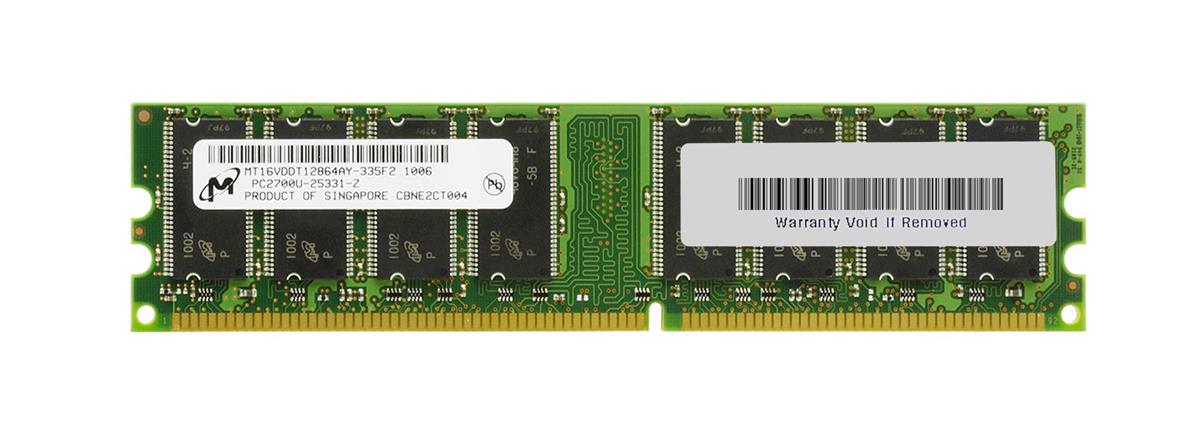 MT16VDDT12864AY-335F2 Micron 1GB PC2700 DDR-333MHz non-ECC Unbuffered CL2.5 184-Pin DIMM Dual Rank Memory Module
