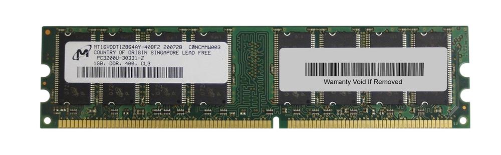 MT16VDDT12864AY-40BF2 Micron 1GB PC3200 DDR-400MHz non-ECC Unbuffered CL3 184-Pin DIMM Dual Rank Memory Module