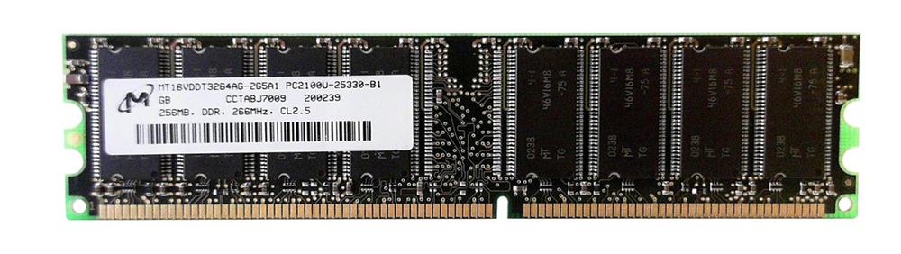 MT16VDDT3264AG-265A1 Micron 256MB PC2100 DDR-266MHz non-ECC Unbuffered CL2.5 184-Pin DIMM Dual Rank Memory Module