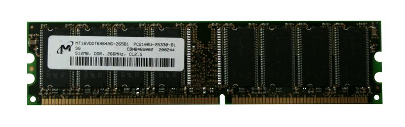 MT16VDDT6464AG-265B1 Micron 512MB DDR1 PC2100 Memory - Main Image