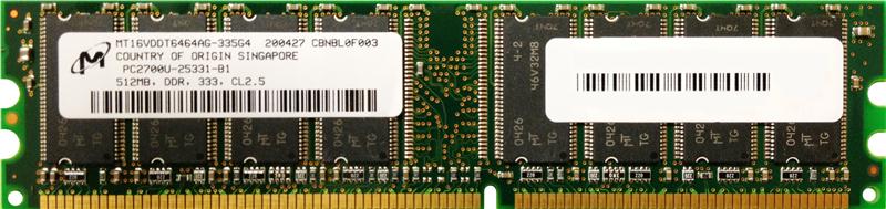 M4L-PC1333X64C25-512 M4L Certified 512MB 333MHz DDR PC2700 Non-ECC CL2.5 184-Pin Dual Rank x8 DIMM