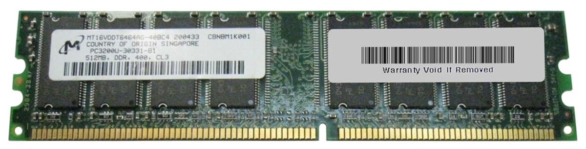 Mémoire RAM MICRON MT16VDDT6464AG-40BC4 PC3200U 512Mo DDR