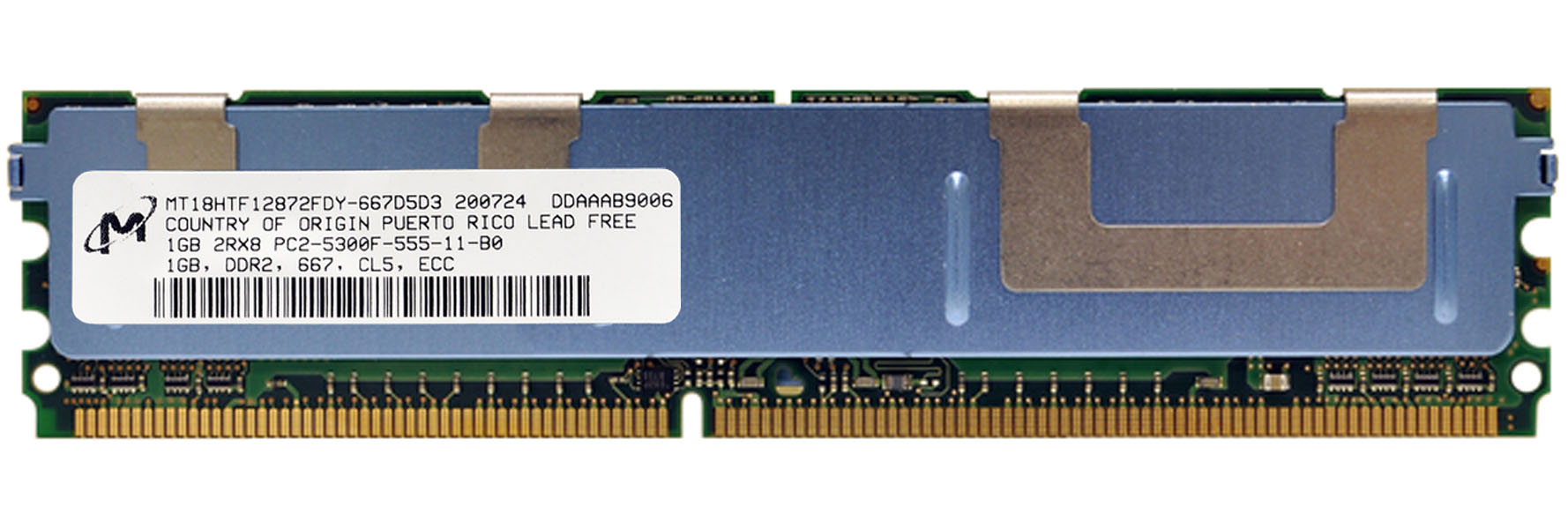 MT18HTF12872FDY-667D5D3 Micron 1GB PC2-5300 DDR2-667MHz ECC Fully Buffered CL5 240-Pin DIMM Dual Rank Memory Module