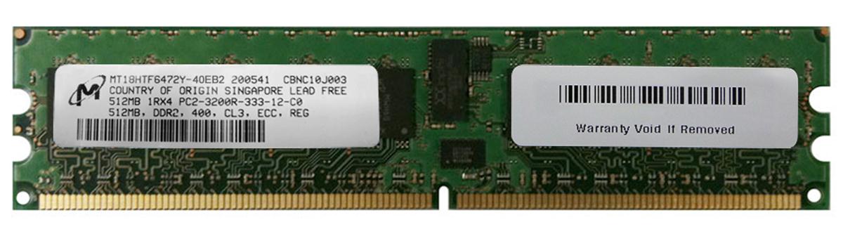 MT18HTF6472Y-40EB2 Micron 512MB PC2-3200 DDR2-400MHz ECC Registered CL3 240-Pin DIMM Single Rank Memory Module