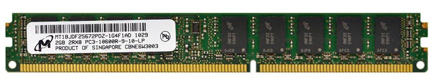 MT18JDF25672PDZ-1G4 Micron 2GB PC3-10600 DDR3-1333MHz ECC Registered CL9 240-Pin DIMM Very Low Profile (VLP) Dual Rank Memory Module