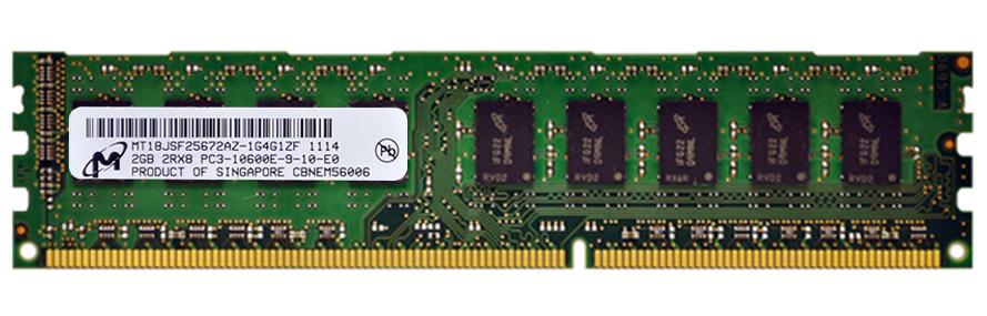 MT18JSF25672AZ-1G4G1ZF Micron 2GB PC3-10600 DDR3-1333MHz ECC Unbuffered CL9 240-Pin DIMM Dual Rank Memory Module