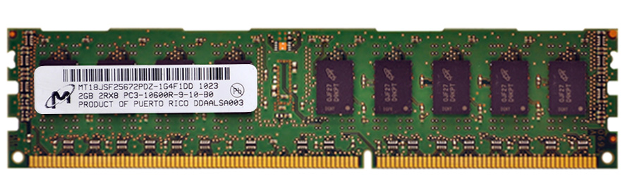 MT18JSF25672PDZ-1G4F1DD Micron 2GB PC3-10600 DDR3-1333MHz ECC Registered CL9 240-Pin DIMM Dual Rank Memory Module