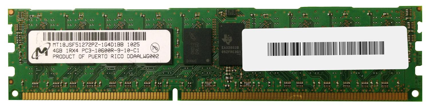 MT18JSF51272PZ-1G4D1BB Micron 4GB PC3-10600 DDR3-1333MHz ECC Registered CL9 240-Pin DIMM Single Rank Memory Module