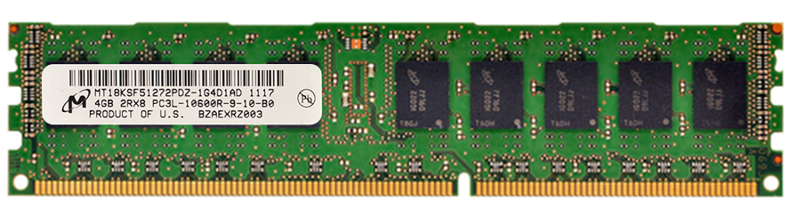 MT18KSF51272PDZ-1G4D1AD Micron 4GB PC3-10600 DDR3-1333MHz ECC Registered w/ Parity CL9 240-Pin DIMM 1.35V Low Voltage Dual Rank Memory Module