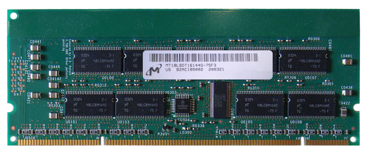 MT18LSDT16144G-75F3 Micron 256MB PC100 100MHz ECC Registered 232-Pin DIMM Memory Module